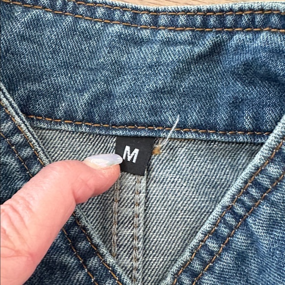 Military-Inspired Dark Blue Denim Jacket with Decorative Buttons - Picture 6 of 6